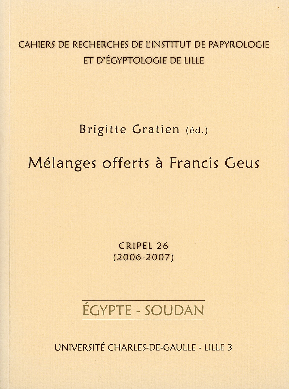 N°26. Mélanges offerts à Francis Geus