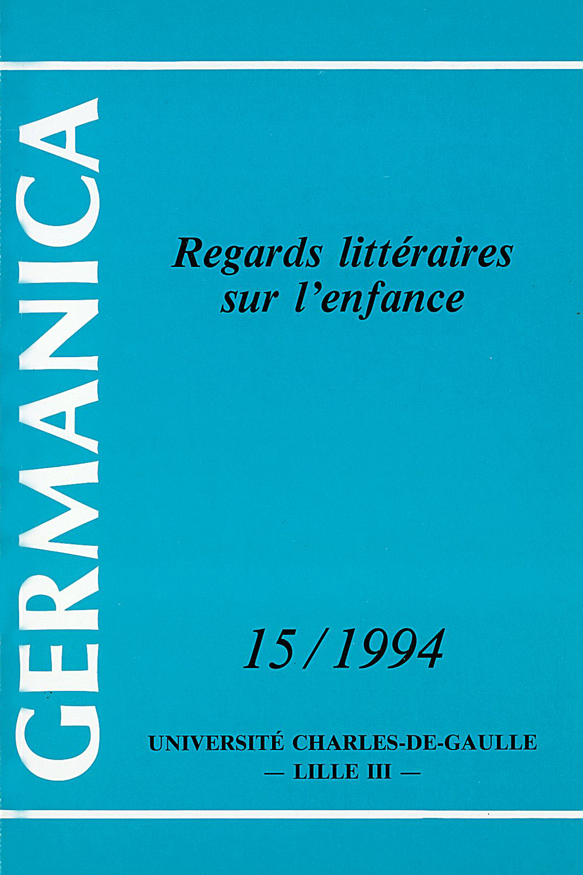 N°15. Regards littéraires sur l'enfance