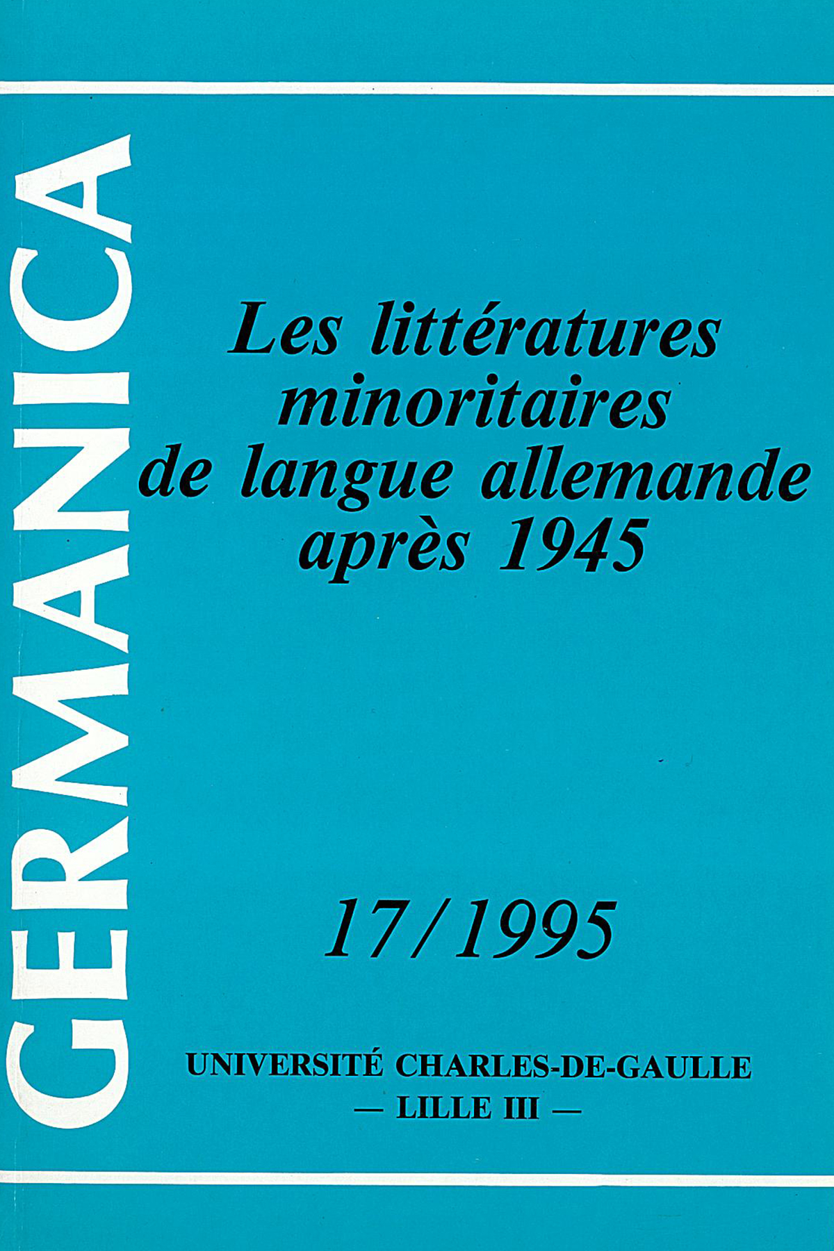 N°17. Les littératures minoritaires de langues allemande après 1945