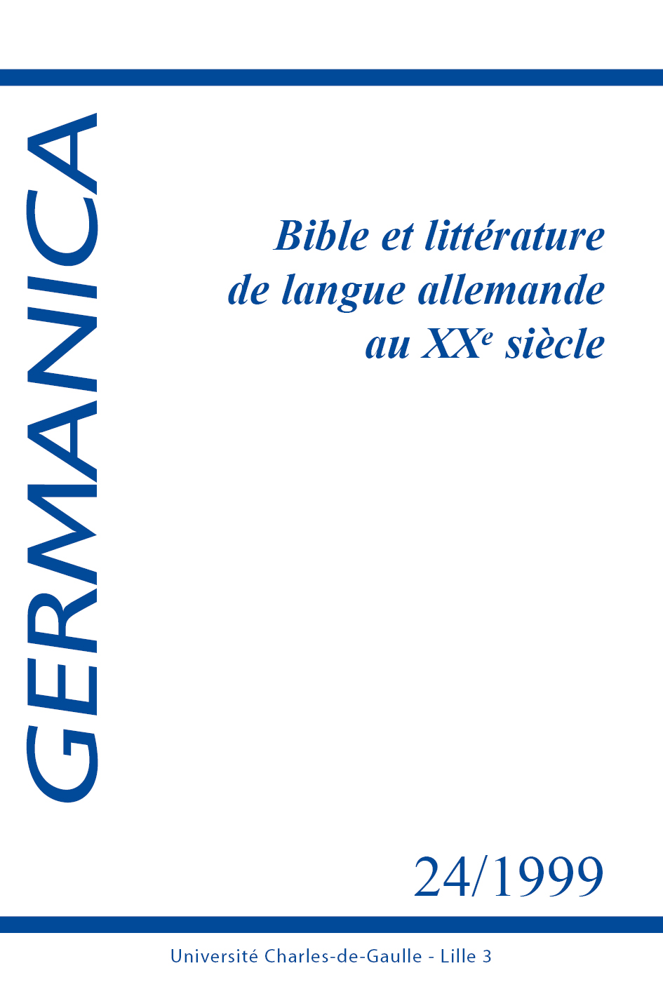 N°24. Bible et littérature de langue allemande au XXe siècle