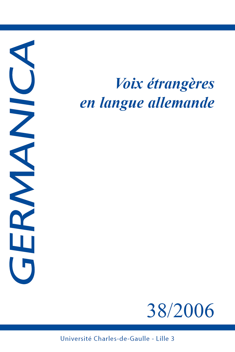 N°38. Voix étrangères en langue allemande