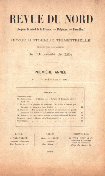 Couverture Revue du Nord n°1. Varia