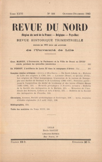 Couverture Revue du Nord n°104. Varia