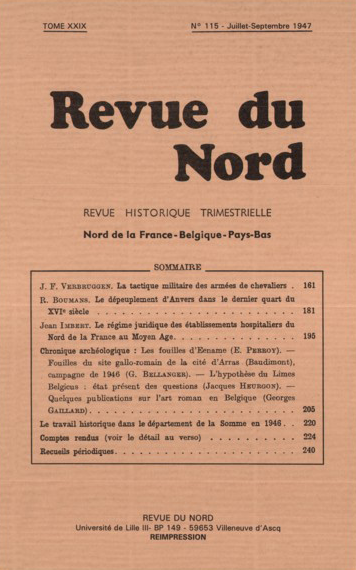 Couverture Revue du Nord n°115. Varia
