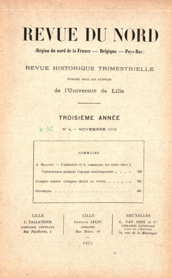 Couverture Revue du Nord n°12. Varia