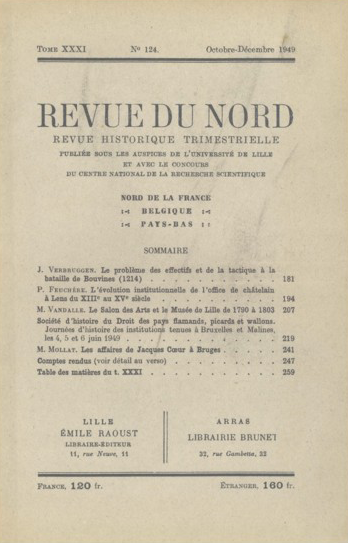 Couverture Revue du Nord n°124. Varia