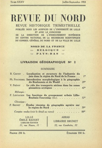 Couverture Revue du Nord n°139. Livraison géographique n° 2