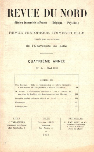 Couverture Revue du Nord n°14. Varia