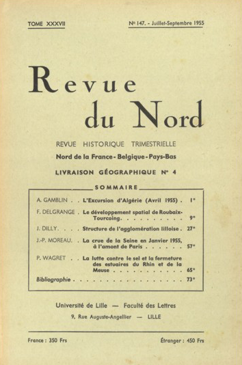 Couverture Revue du Nord n°147. Livraison géographique n° 4