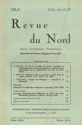 Couverture Revue du Nord n°162. Varia