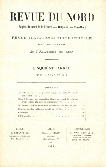 Couverture Revue du Nord n°17. Varia