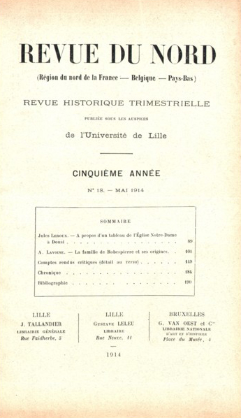 Couverture Revue du Nord n°18. Varia