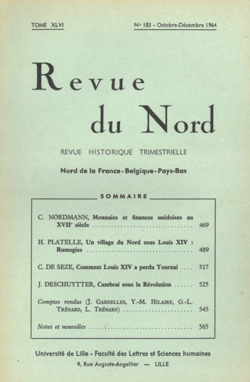 Couverture Revue du Nord n°183. Varia