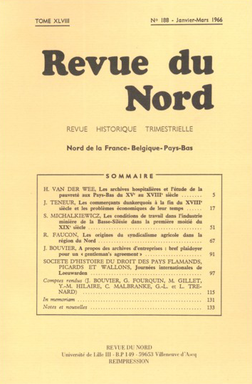 Couverture Revue du Nord n°188. Varia