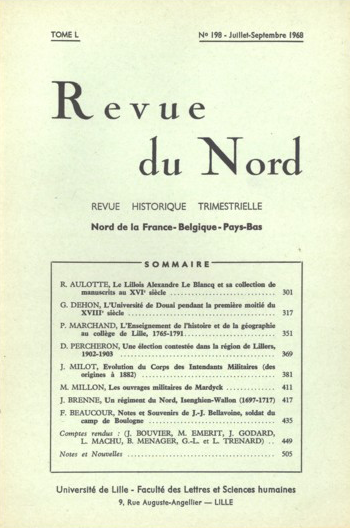 Couverture Revue du Nord n°198. Varia