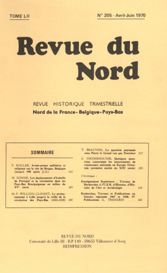 Couverture Revue du Nord n°205. Varia