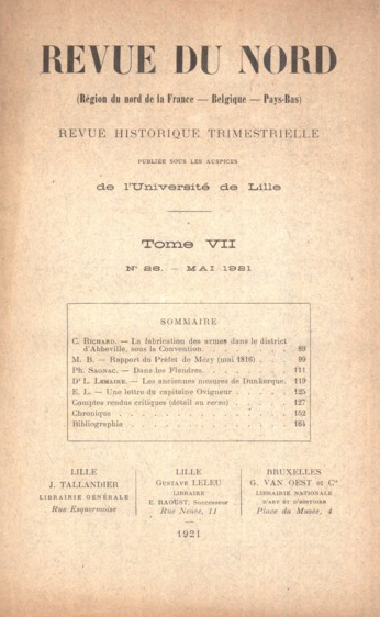 Couverture Revue du Nord n°26. Varia