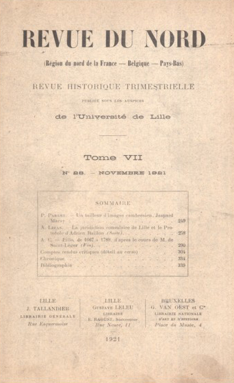Couverture Revue du Nord n°28. Varia