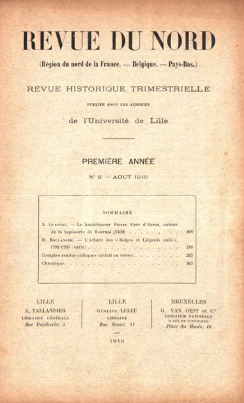 Couverture Revue du Nord n°3. Varia