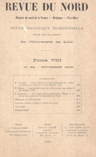 Couverture Revue du Nord n°32. Varia