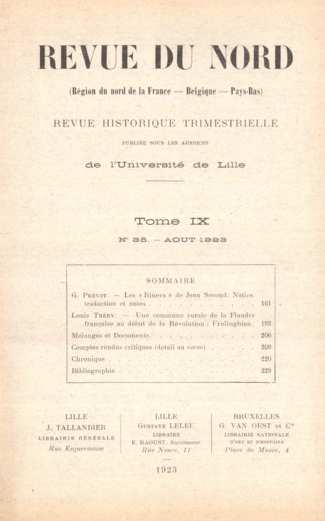 Couverture Revue du Nord n°35. Varia