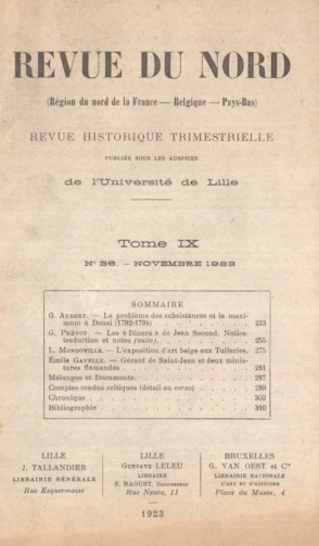 Couverture Revue du Nord n°36. Varia
