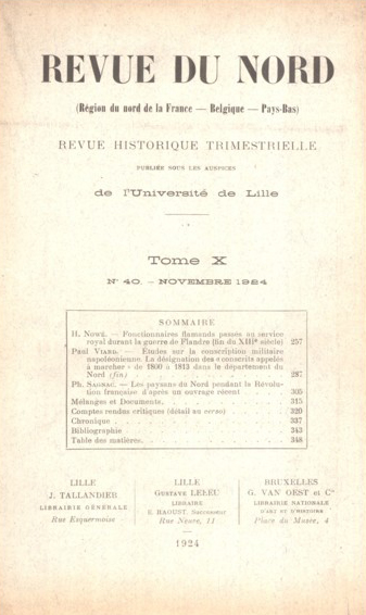 Couverture Revue du Nord n°40. Varia