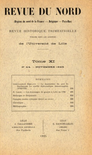 Couverture Revue du Nord n°44. Varia