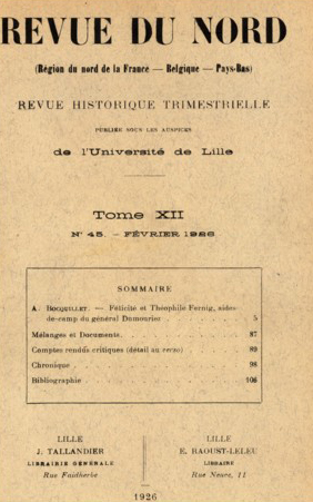Couverture Revue du Nord n°45. Varia