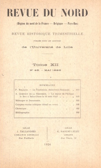 Couverture Revue du Nord n°46. Varia