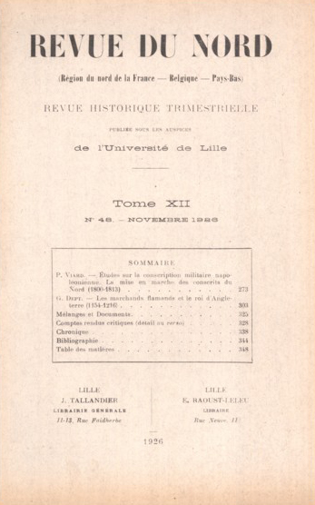 Couverture Revue du Nord n°48. Varia