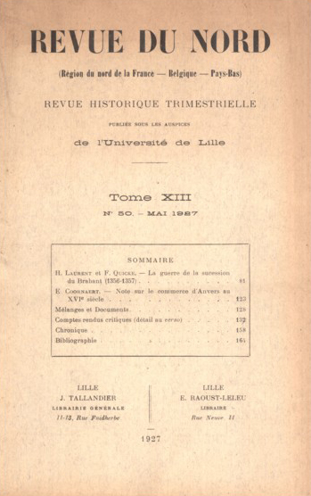 Couverture Revue du Nord n°50. Varia