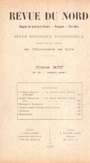 Couverture Revue du Nord n°51. Varia