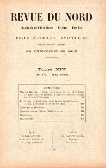 Couverture Revue du Nord n°54. Varia