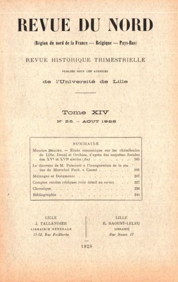 Couverture Revue du Nord n°55. Varia