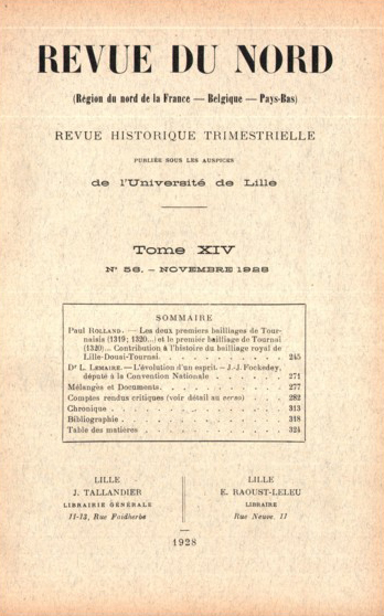 Couverture Revue du Nord n°56. Varia