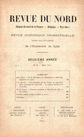 Couverture Revue du Nord n°6. Varia