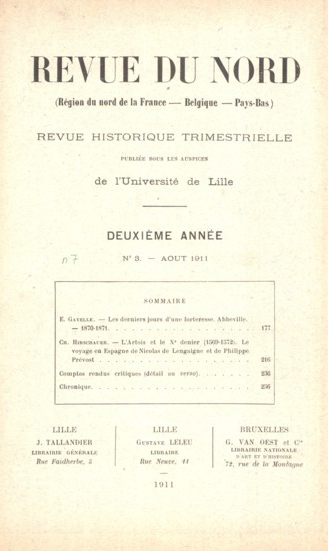 Couverture Revue du Nord n°7. Varia