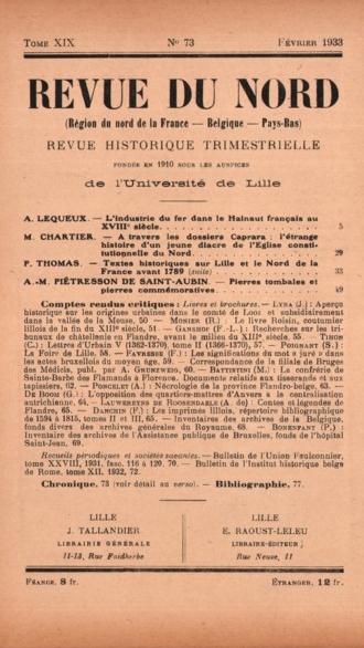 Couverture Revue du Nord n°73. Varia