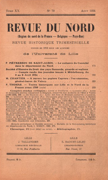 Couverture Revue du Nord n°79. Varia