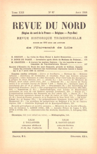 Couverture Revue du Nord n°87. Varia