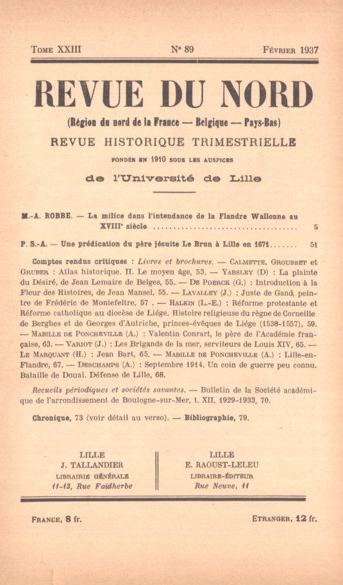 Couverture Revue du Nord n°89. Varia