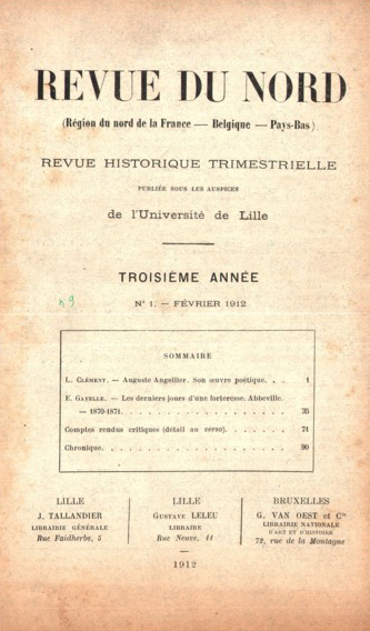 Couverture Revue du Nord n°9. Varia