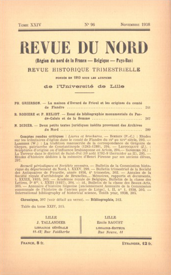 Couverture Revue du Nord n°96. Varia