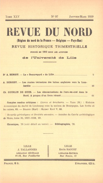 Couverture Revue du Nord n°97. Varia