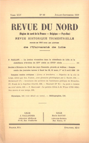 Couverture Revue du Nord n°99. Varia
