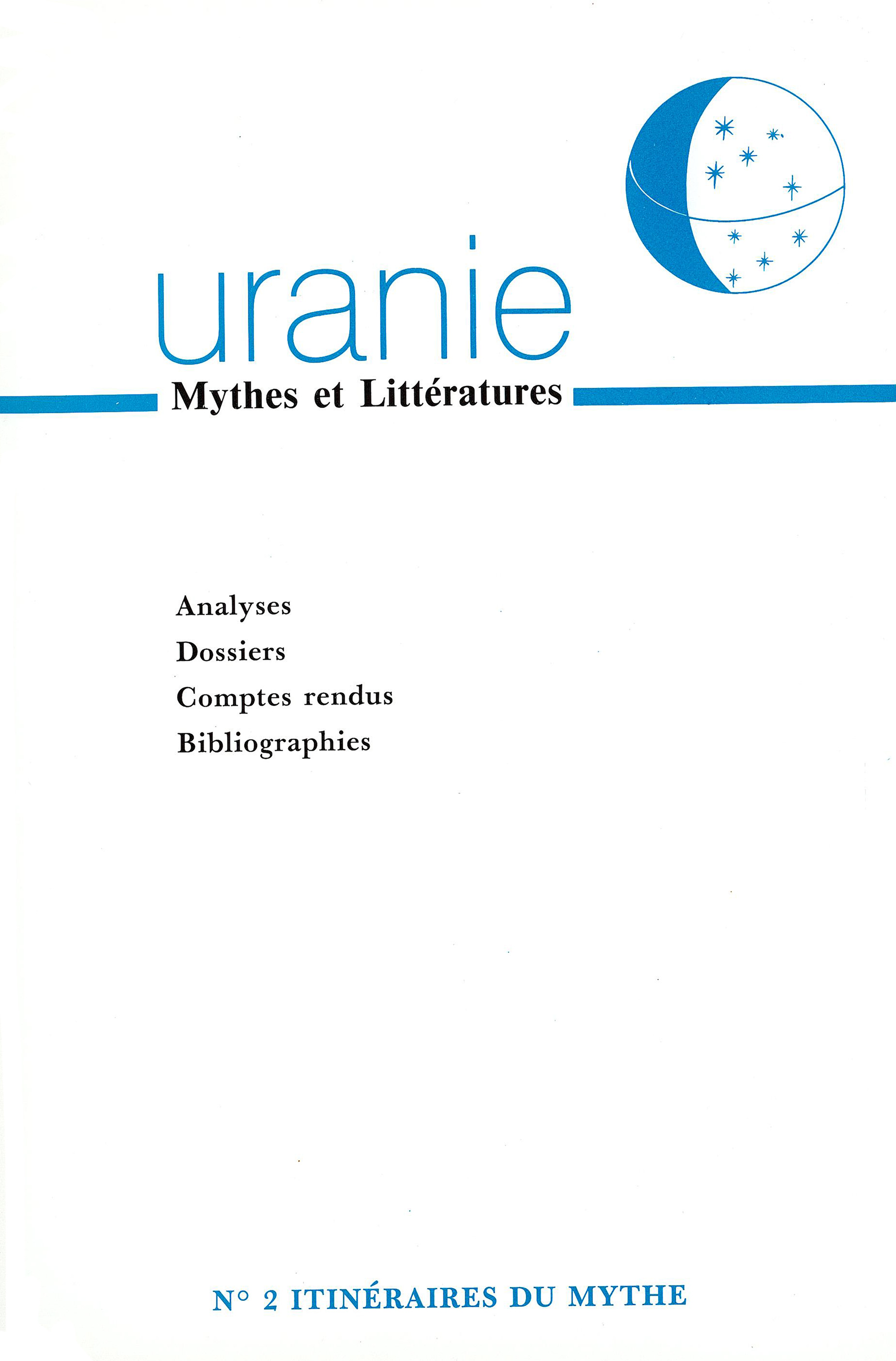Couverture Uranie n°2. Itinéraires du mythe